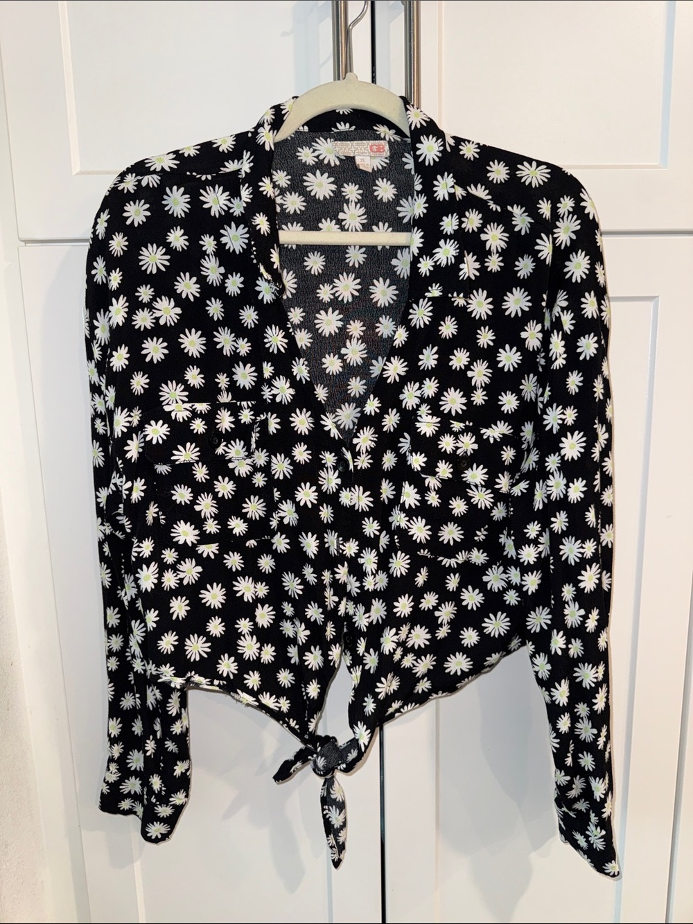 GB Black Daisy Tie-Front Blouse
